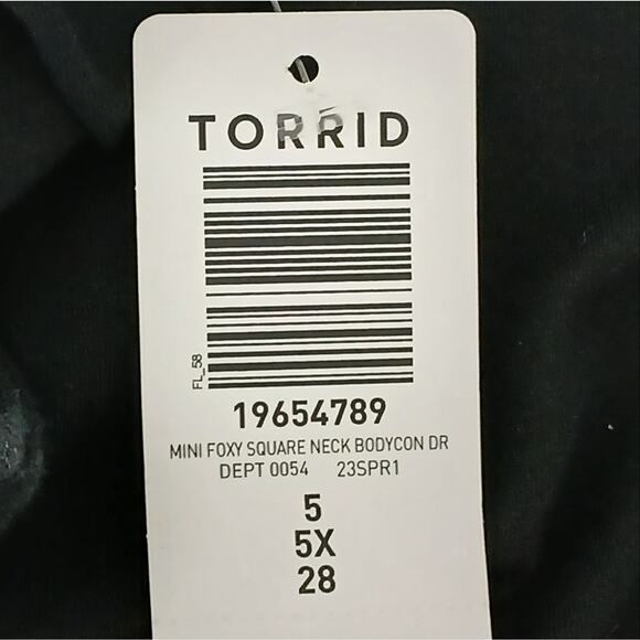 Torrid Mini Foxy Square Neck Bodycon Dress Size 5X NWT Classy Black - Picture 6 of 6
